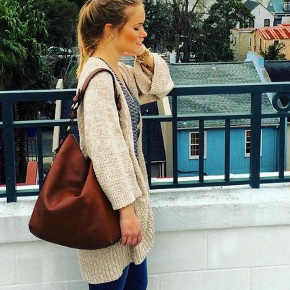 Anthropologie tan cardigan